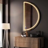 Specchio LED Mezza Luna | Pulsanti touch | Funzione anti-appannamento | Luce bianca calda - Reyze Serie Salono Modello 1 - Lato Sinistro